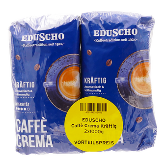 Eduscho caff&egrave; crema kr&auml;ftig bonen 2 x 1 kg. ACTIEPAK